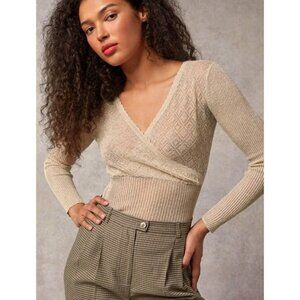 EUC Rouje Zoeline Gold Sparkle Pointelle Sweater 36, 4, S